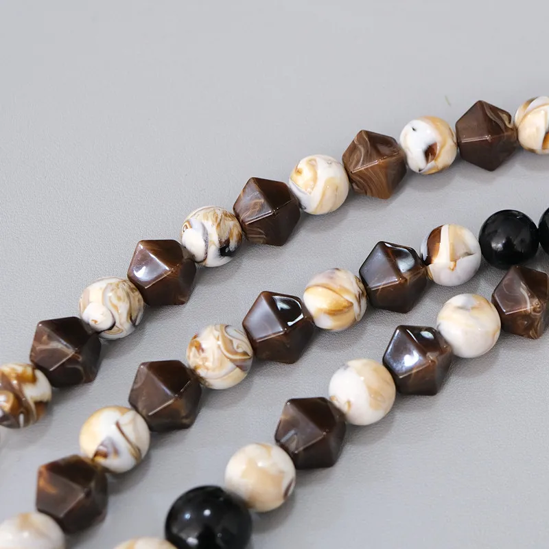 New Woman Bag Accessory Brown Beige Acrylic Resin Beads Parts Luxury Handcrafted Wristband Women Replacement Bag Handle Chain