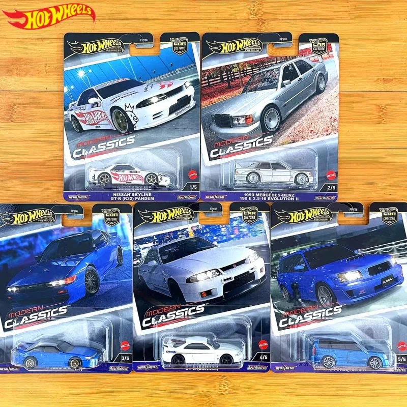 

Новые Hot Wheels Премиум Автомобильная культура Премиум Современная классика Nissan Skyline Pandem Subaru Forester Sti Benz 190e 1/64 Модель Fpy86
