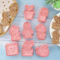 6/8pcs Super Mario Bros Figures Cookie Cutters Cartoon Yoshi Wario DIY Bakery Molds Pasty Cake Mold Toys Kitchen Supplies