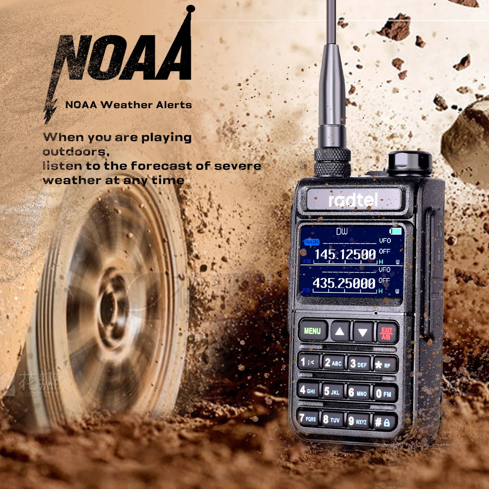 Radtel RT-890 NOAA Weather Channel 6 Band Ham  Amateur 2 Way Radio 999CH Walkie Talkie AM Air Aviation Band Color Scanner Marine