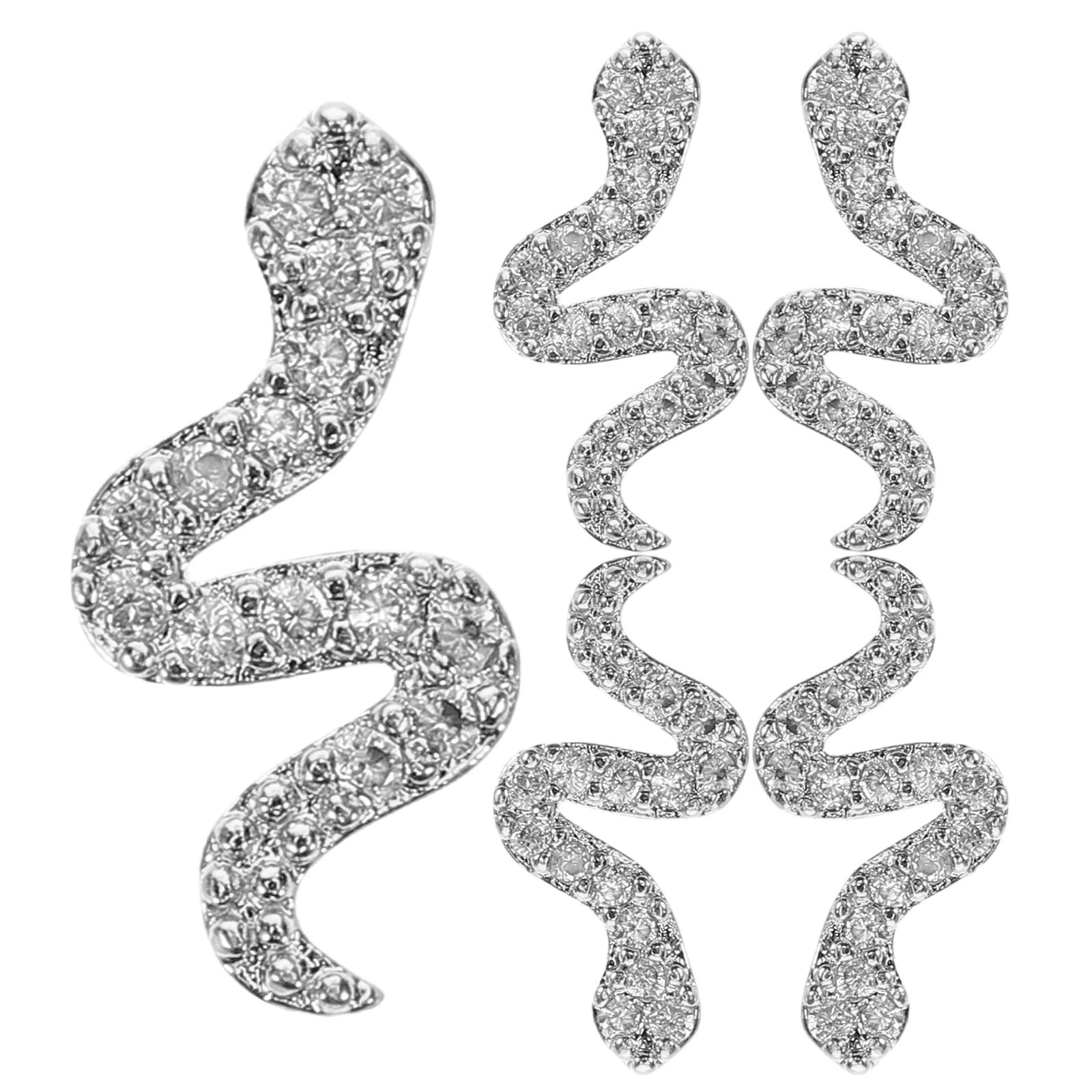 

5Pcs Snake Nail Charms 3D Metal Rhinestone Studs Gothic Animal Alloy Nail Art DIY Manicure Supplies Retro Jewelry Silver