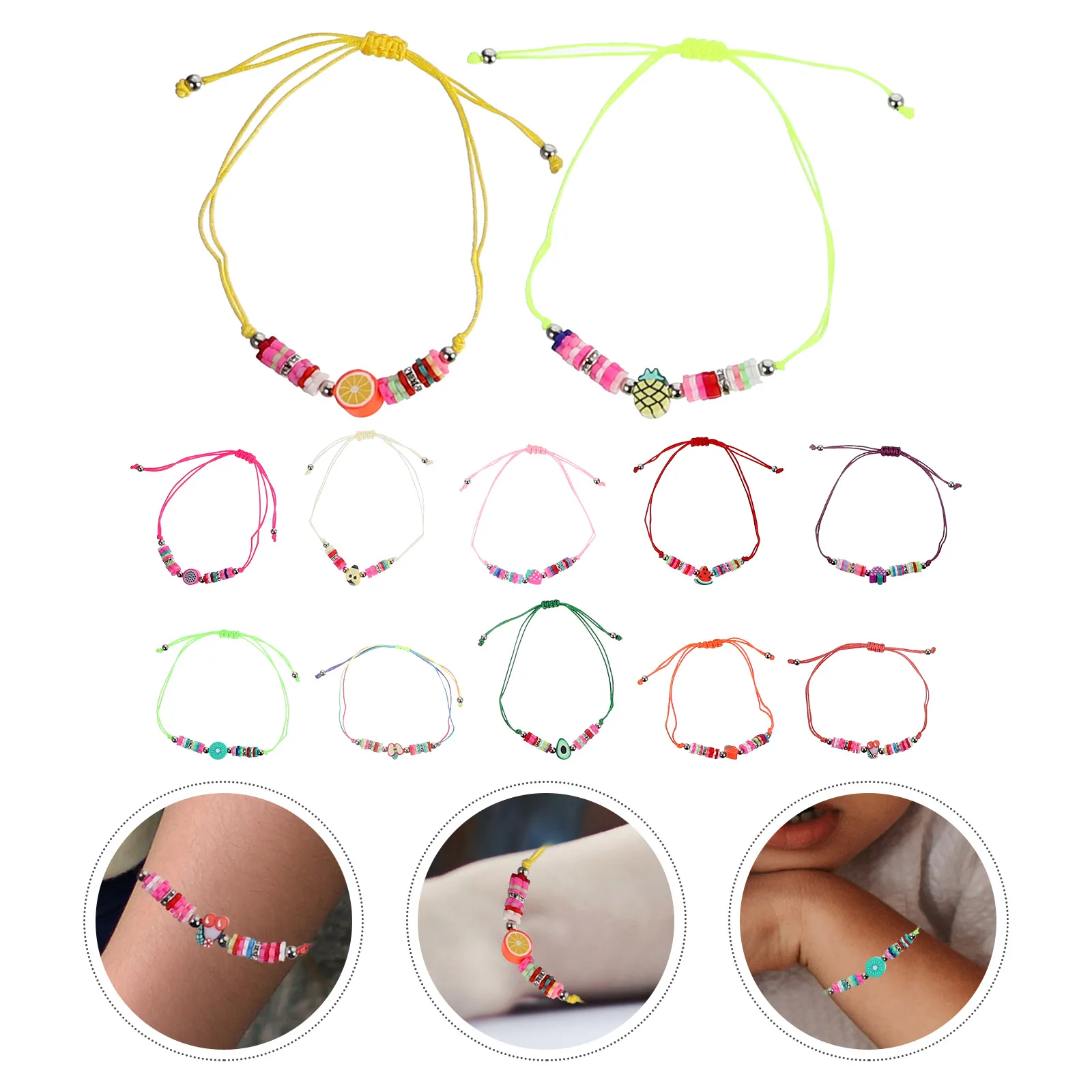 

12pcs Colorful Stackable Beaded Lightweight Clay Charms Summer Beach Jewelry For Women Teen Girls Bohemian