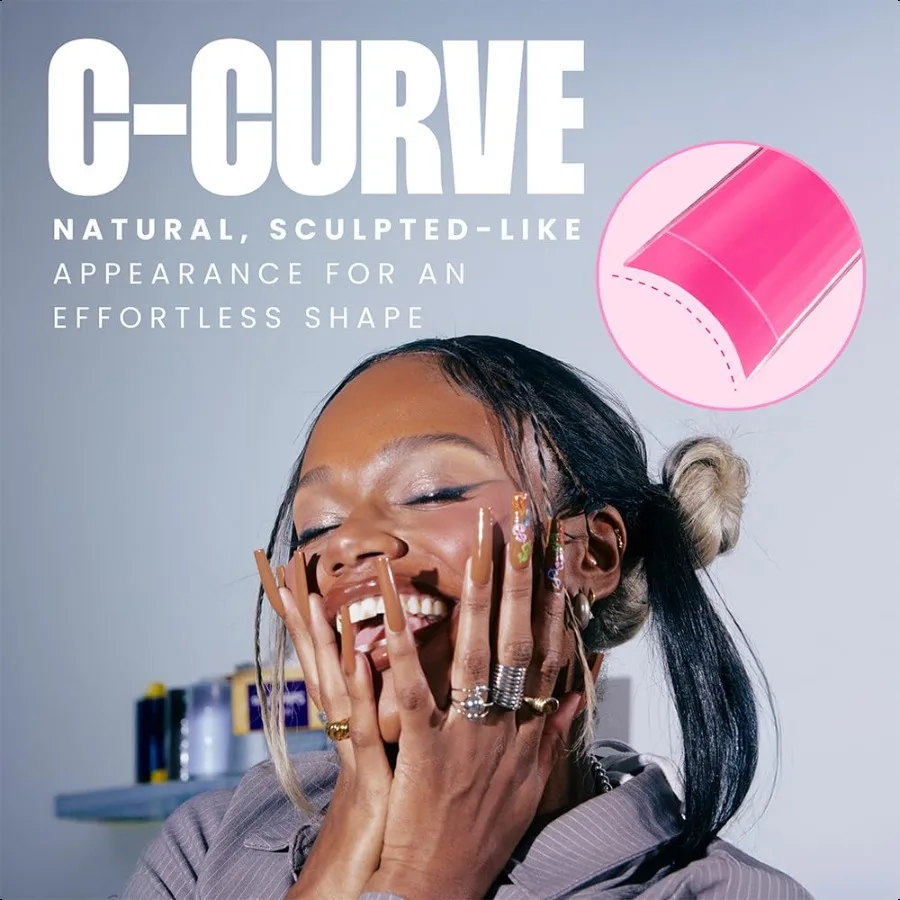 Square Nail Tips Square Extra Long Acrylic Nail and Gel Tips Curved Extension Profional Long Flexible Fake Nails with the Perfe