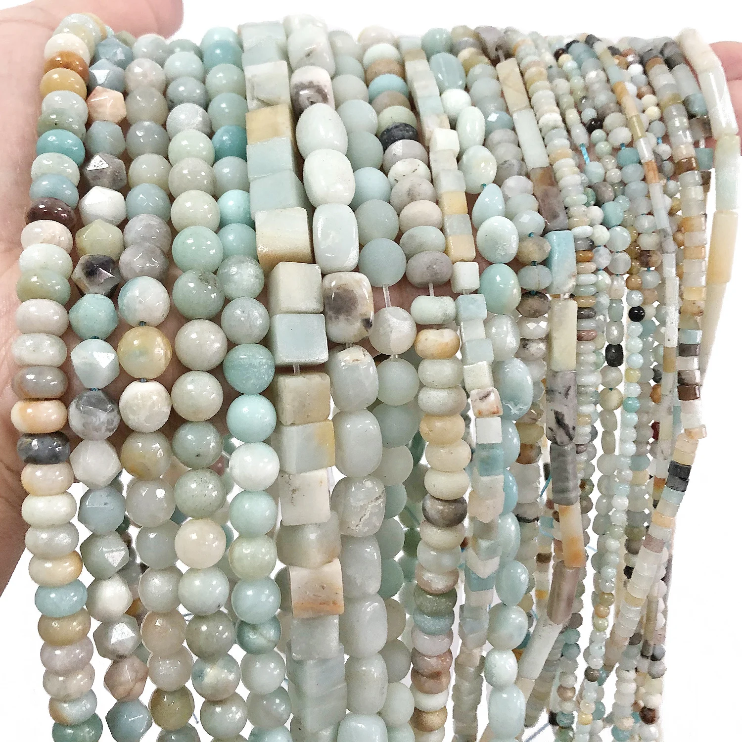 AA Natural Stone Round Faceted Colorful Amazonite Loose Spacer Beads for Jewelry Making Supplies DIY Bracelet Necklace Accessory