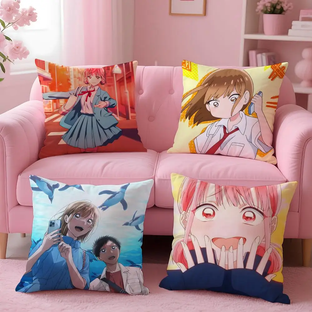 Anime B-Blue Box Cushion Cover Breathable Linen Pillowcase Summer Odorless Eco-Friendly Invisible Zipper Washable