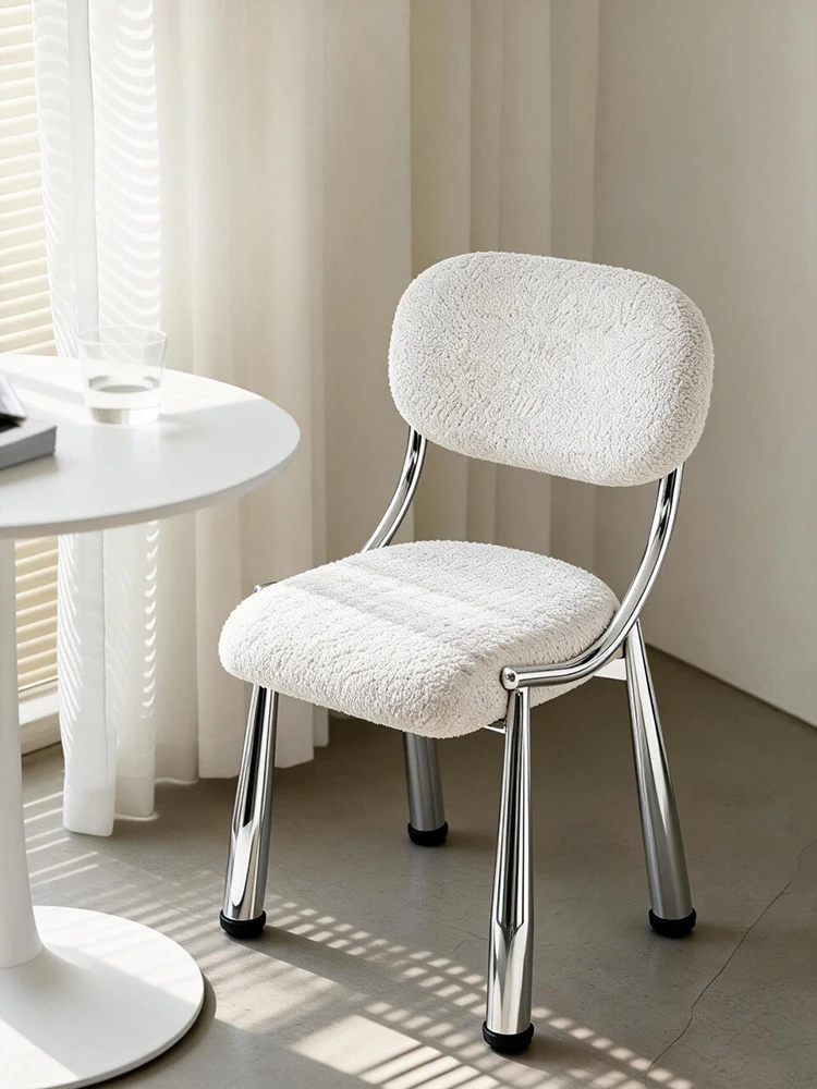 Nordic Dining Chair,Electroplated Metal Household Furniture,Living Room Designers,Backrest Chairs,Bedroom Dressing Makeup Stools