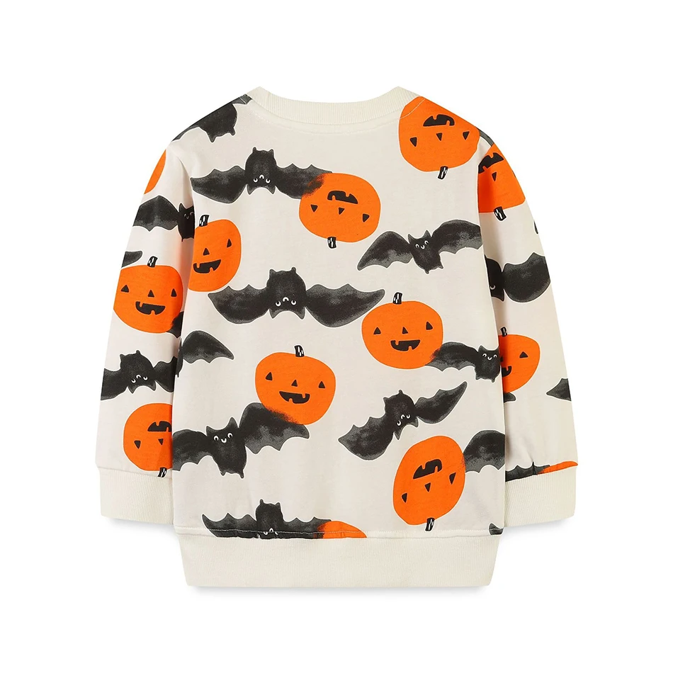 Autumn Collection Kids Sweatshirt Round Neck and Pumpkin Print Halloween Themed Fun Sweatshirt Children Long Sleeves Clothing