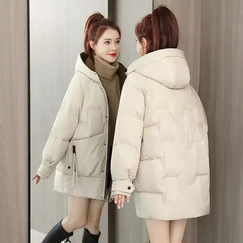 Jaket quilt Zip-up wanita katun mantel tebal wanita Parka berlapis pakaian luar ruangan murah musim semi elegan