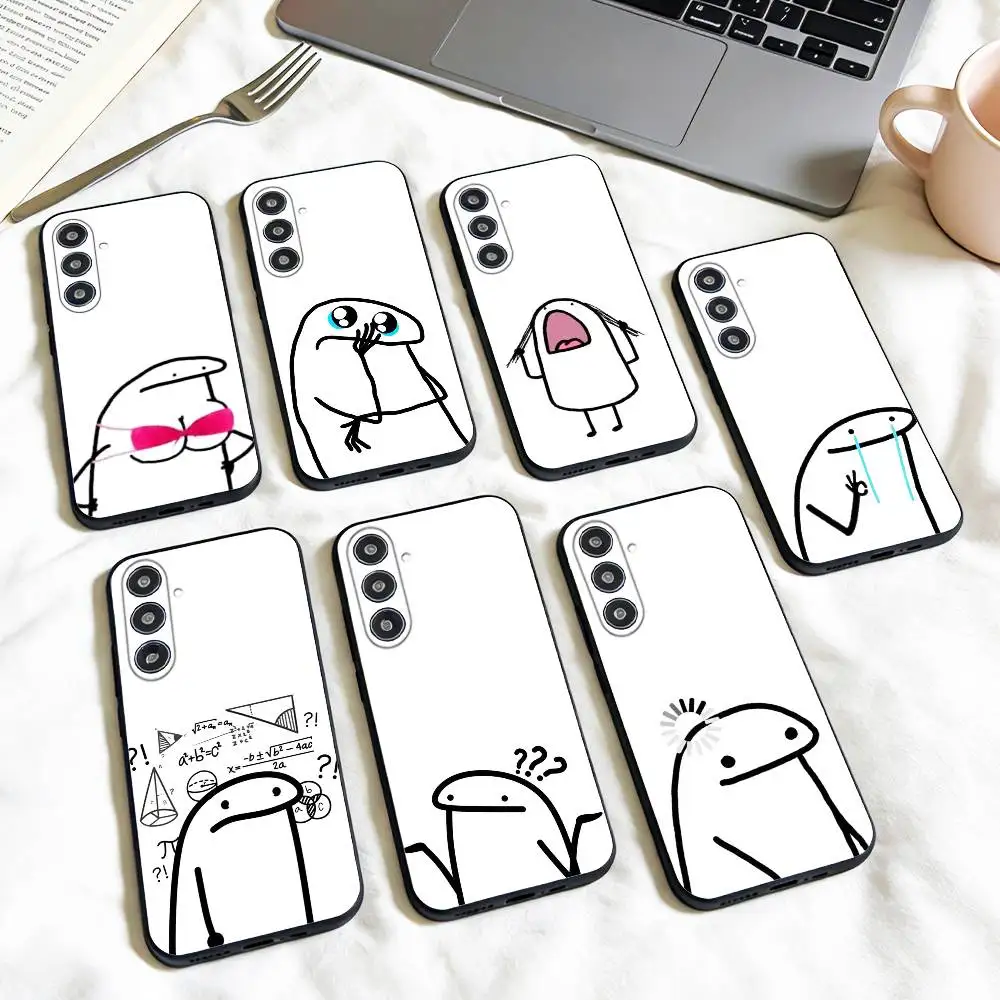 Funda de teléfono F-Flork M-Meme para Samsung Galaxy A73,A72,A71,A70,A53,A52,A51, otros, carcasa negra suave