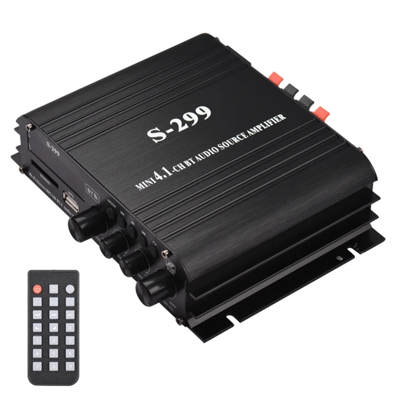 S-299 Mini 4.1 Audio Stereo Power Amplifier BT Portable Car And Home Dual-Use 4X40W Remote Audio Amplifier US Plug Easy To Use