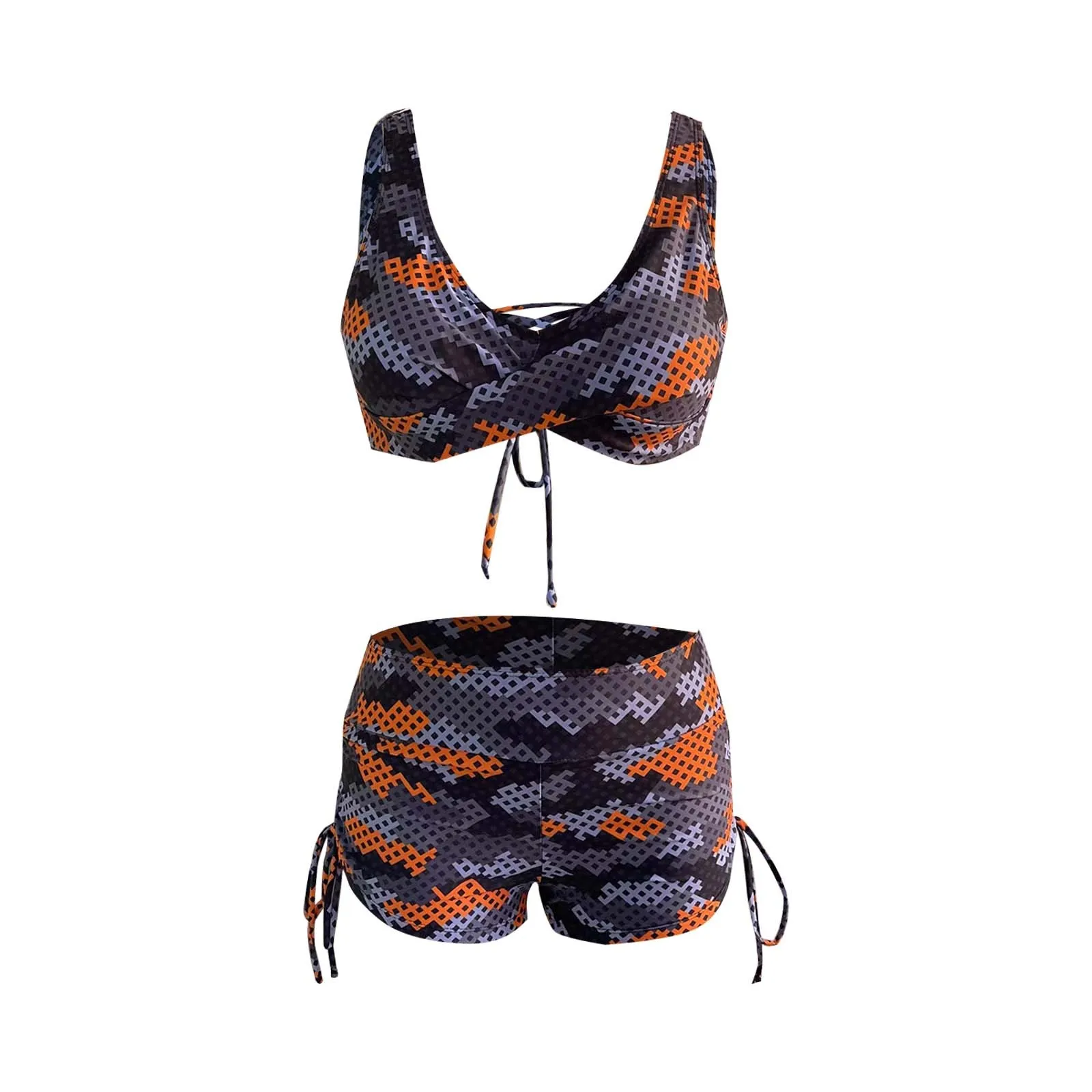 Bikini con estampado de Bóxer colorido para mujer, traje de baño deportivo Sexy de color sólido para playa