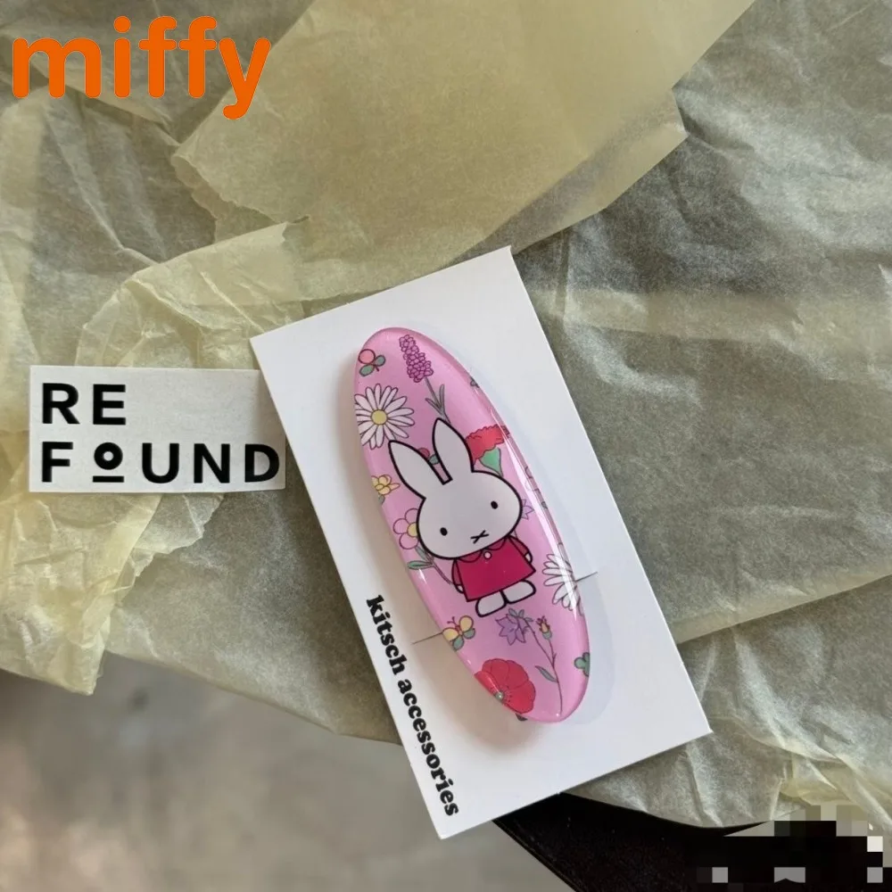 New Arriva Kawaii Miffy Cute Hairpin Cartoon Rabbit Summer Series Ins Fashion Traceless Hair Clip Girl Festival Gift