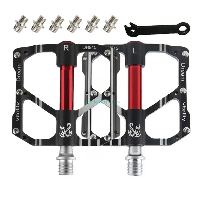 

T3LD Aluminum Alloy Bicycles Flat Pedals 3 Bearings Cycling Platform Pedals Nonslip Wide Flat Pedals for Road Bike Part