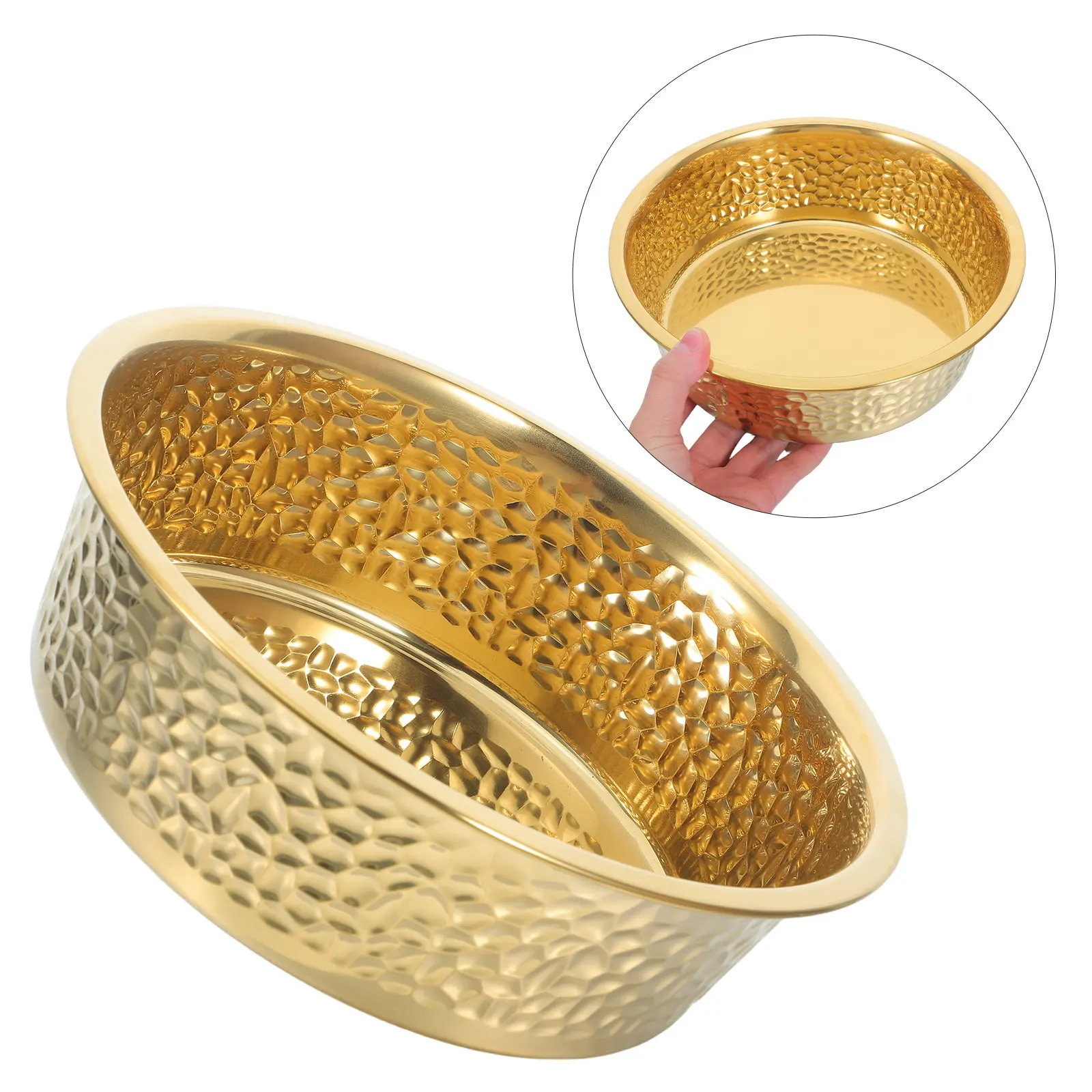 Stainless Steel Hammered Dog Bowl Non Skid Metal Food and Water Feeder 8.5x2.5 Inch Anti Spill Non Tipping Pet Feeding Dish