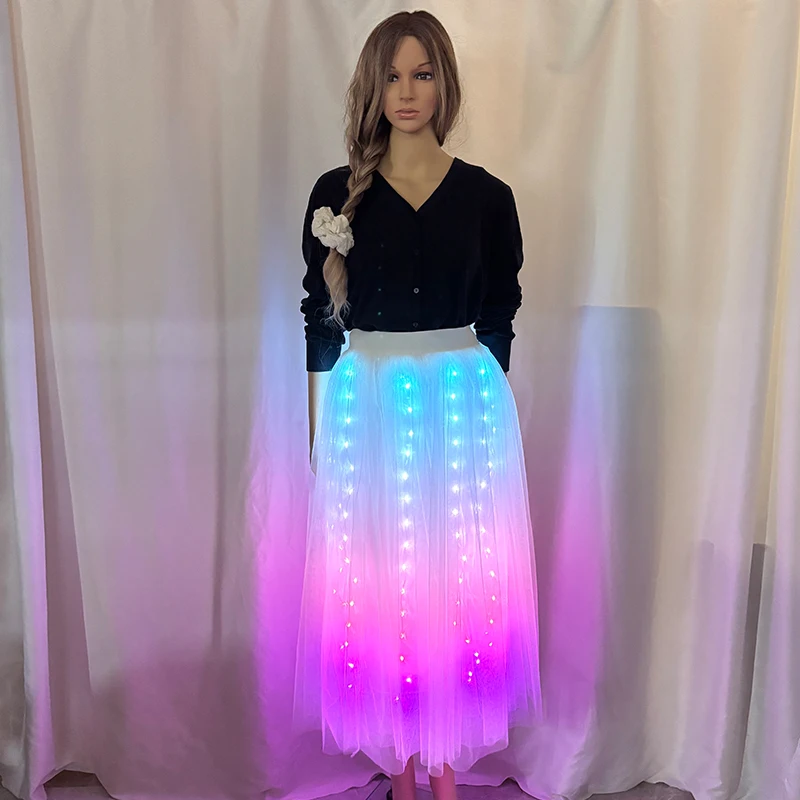LED Dance Skirt Belly Dance Performance Props APP Control Full Color Dancer Wear Party Stage For Adult Costumes Accessories