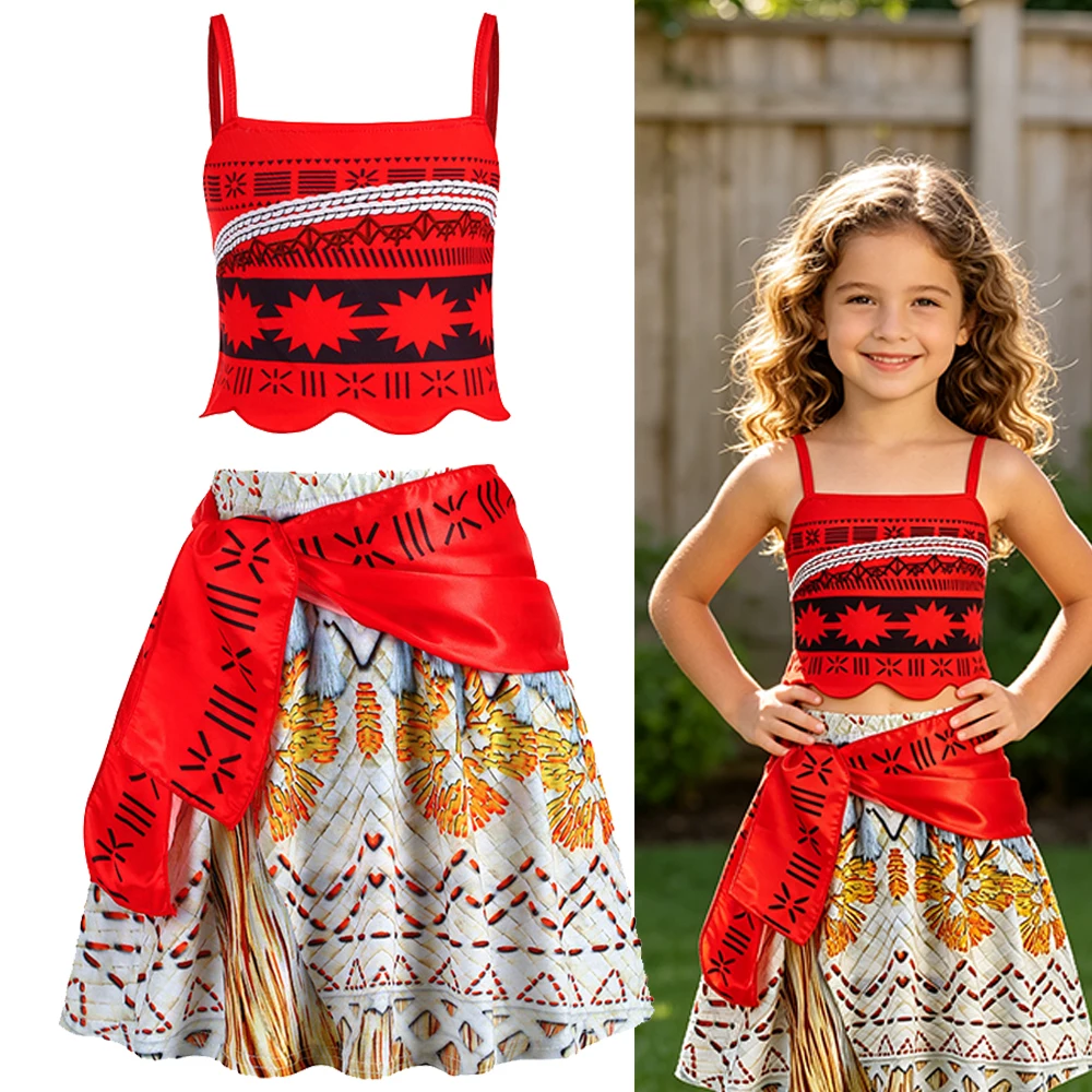 Hawaiian Costume Girls Tropical Island Dress Kids Tropical Party Outfit Ocean Costume Summer Dress Halloween Costumes Outfits