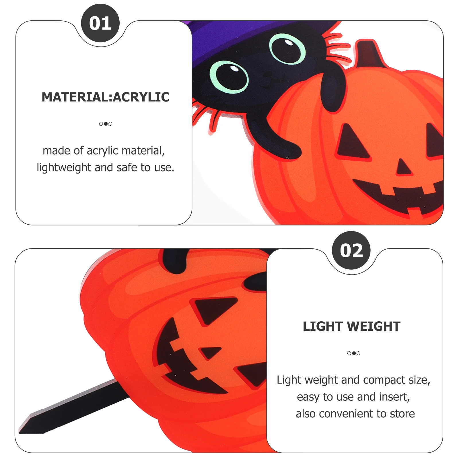 

Halloween Cat Pumpkin Yard Stake 3mm Acrylic Sign for Garden Party Lawn Decor Halloween Props Yard Decorations Signs