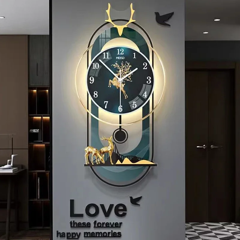 Living Room Wall Clocks Led Art Mural Luxury Mechanism Fashion Wall Watch Modern Design Nordic Reloj De Pared Home Decoration