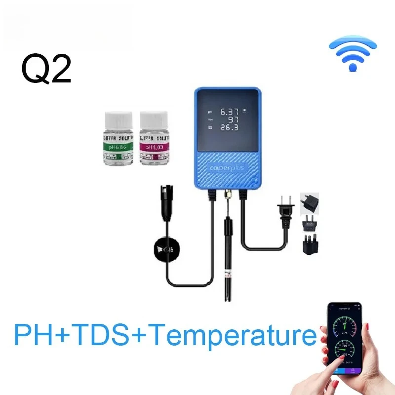 Q2 PH TDS Temperature WIFI Monitor Detector Digital Fish Tanks Aquarium Water Quality Check Pen Tester Thermomether