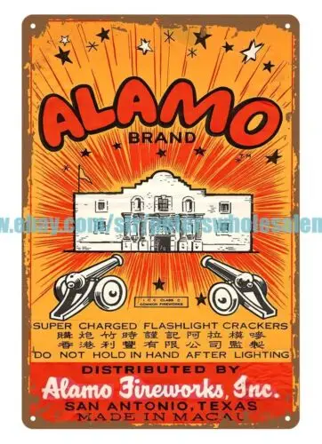 alamo fireworks metal tin sign man cave mancave collective wall decor