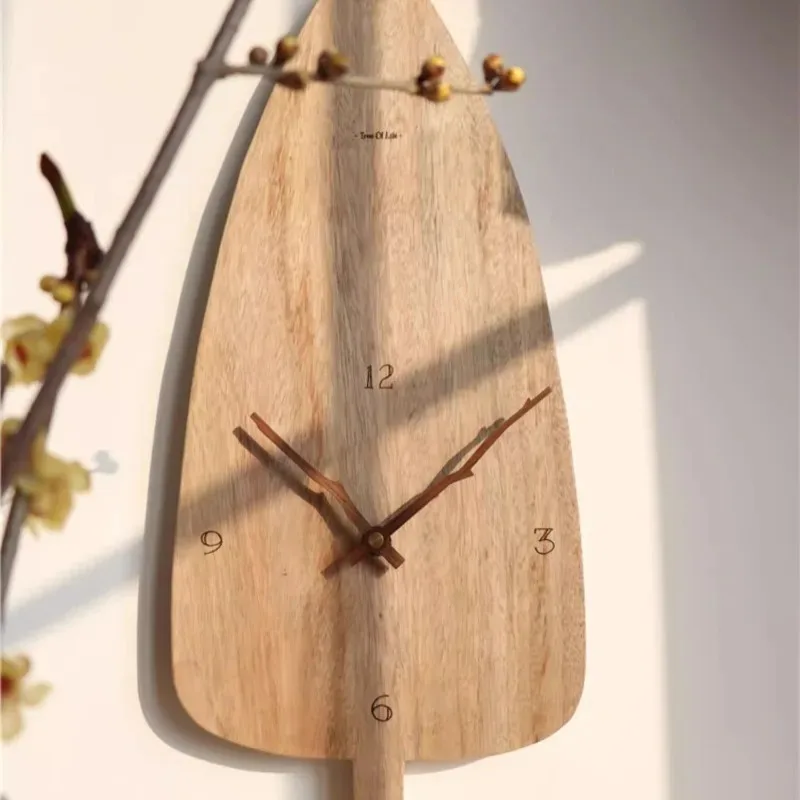 Simple Wooden Tree Shape Wall Clocks Creative Rural Style Entrance Hall Clocks Modern Luxury Art Living Room Home Decoration