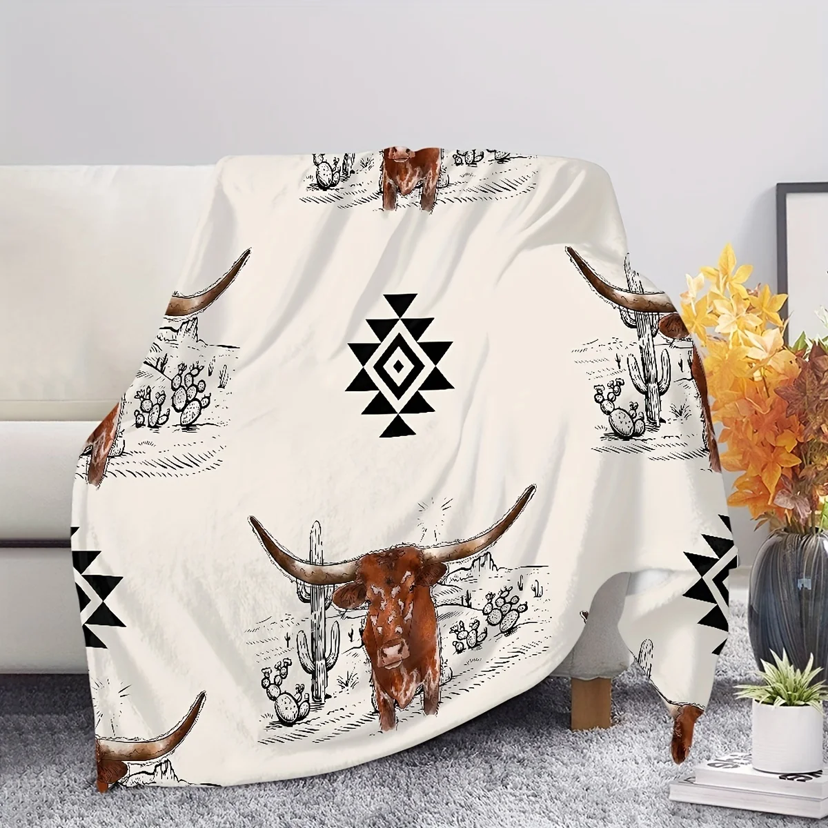 

Brown Cow Pattern Blanket Warm Cozy Soft Throw Blanket For Couch Bed Sofa