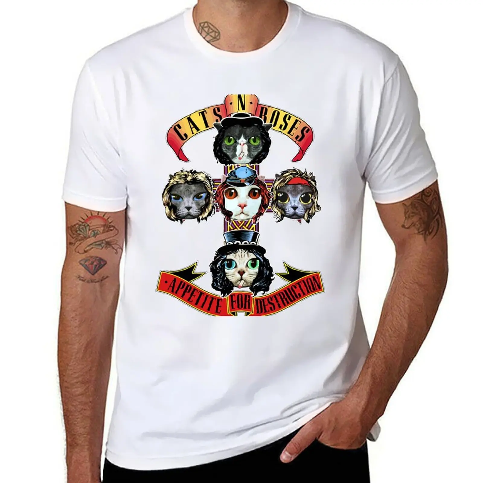 

CATS N ROSES T-Shirt t shirts with prints mens graphic t shirts T-Shirt