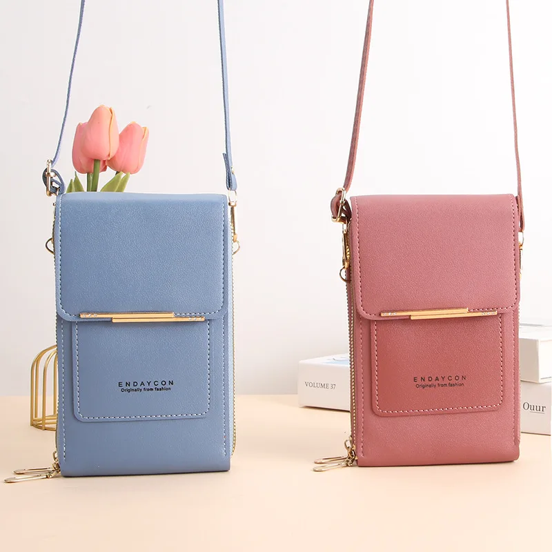 Women’s Mini Crossbody Handbag Purse, Touch Screen Phone Bag, Multi Card Zipper PU Leather Shoulder Bags for Daily Shopp Dating