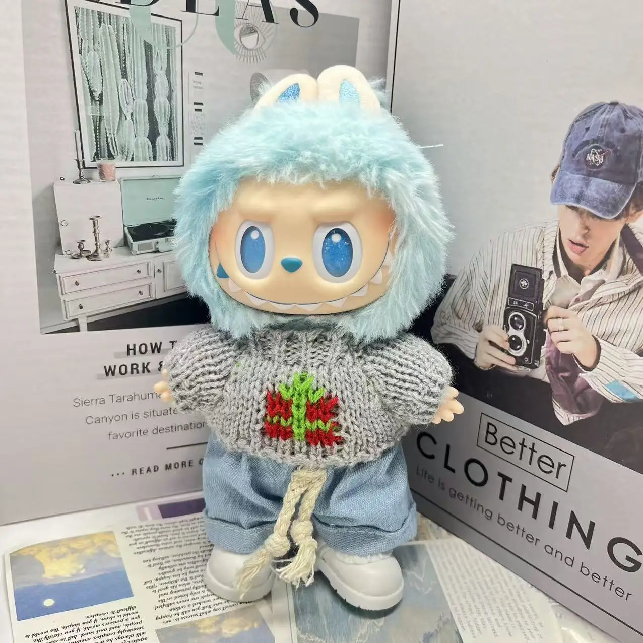 Para roupas Labubu: conjunto de cervos de Natal (roupa festiva vermelha) para V1/V2/V3/V4 - Pin Labubu For Love Outfit