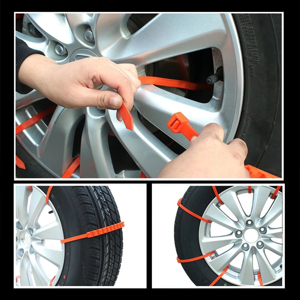 10pcs/set Car Anti-skid Chains Tough Snow Chains For Cars With Small Size Tire Snow Chains Strong Grip Anti-skid Cable Ties