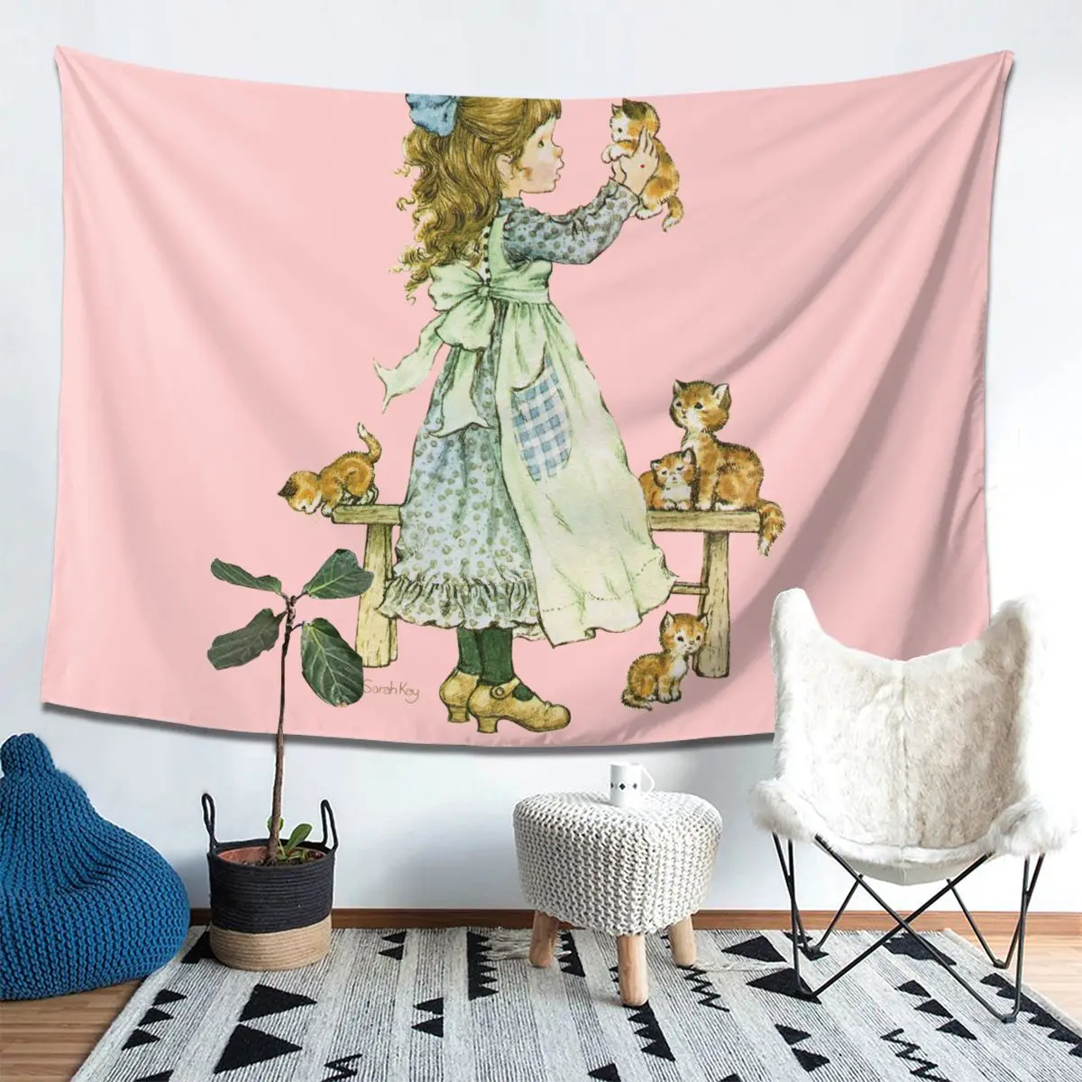 

Сара Кей Девушка Гобелен Декор Художественные Эстетические Гобелены для Гостиной Спальни Домашняя Настенная Ткань Настенный Гобелен