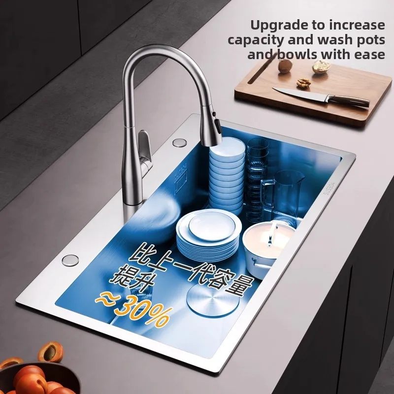 

Thickened SUS304 stainless steel kitchen sink, large household vegetable basin, sink