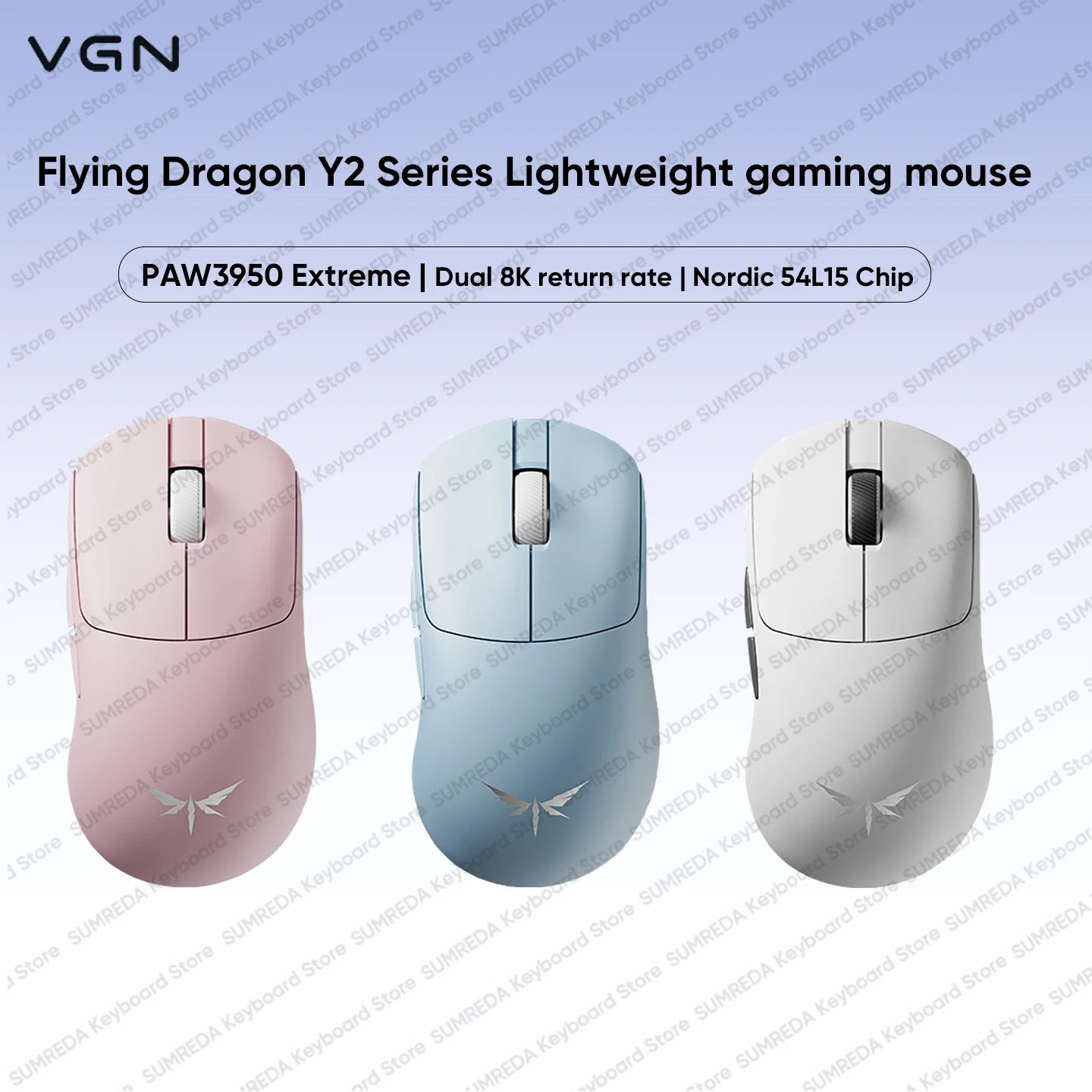 

Беспроводная игровая мышь VGN Flying Dragon Y2 Pro Max PAW3395 PAW3950 8K Bluetooth 2,4G Проводная игровая мышь для киберспорта с быстрой зарядкой