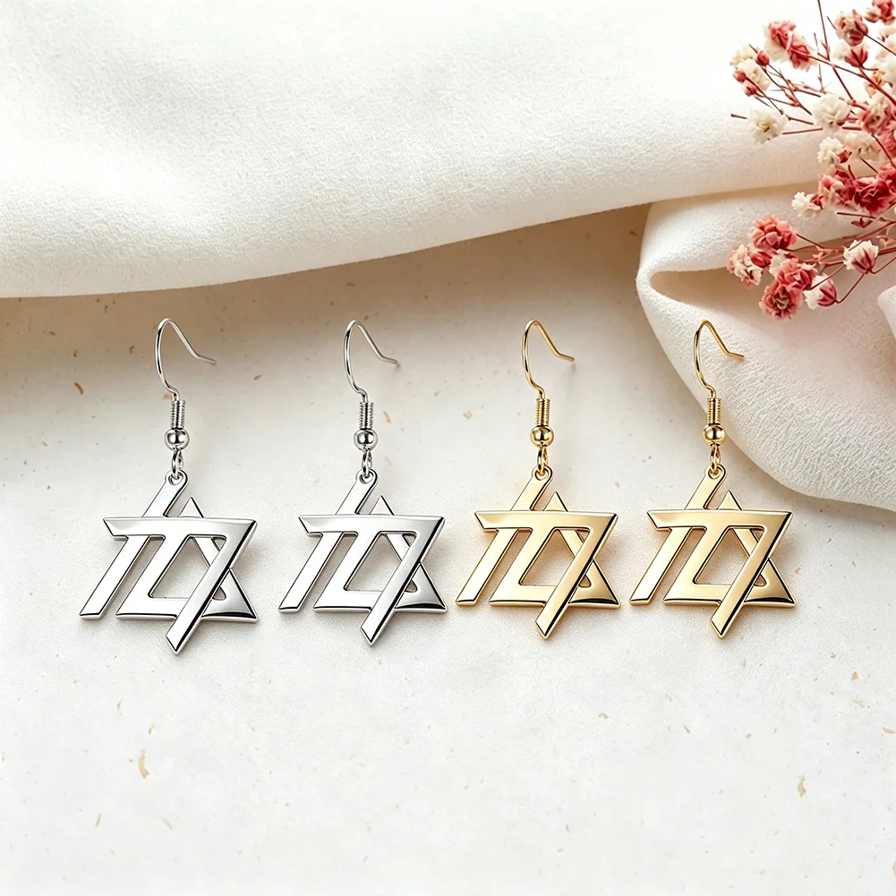 Magen David Chai Pendant Jewish Earrings for Women October 7th Jewish Star Stainless Steel Judaica Hebrew Chai Jewelry Gifts