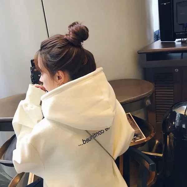 

Корейский свитшот с капюшоном, женская осенне-зимняя новая свободная студенческая одежда, верхнее пальто на подкладке Thi Long Sve