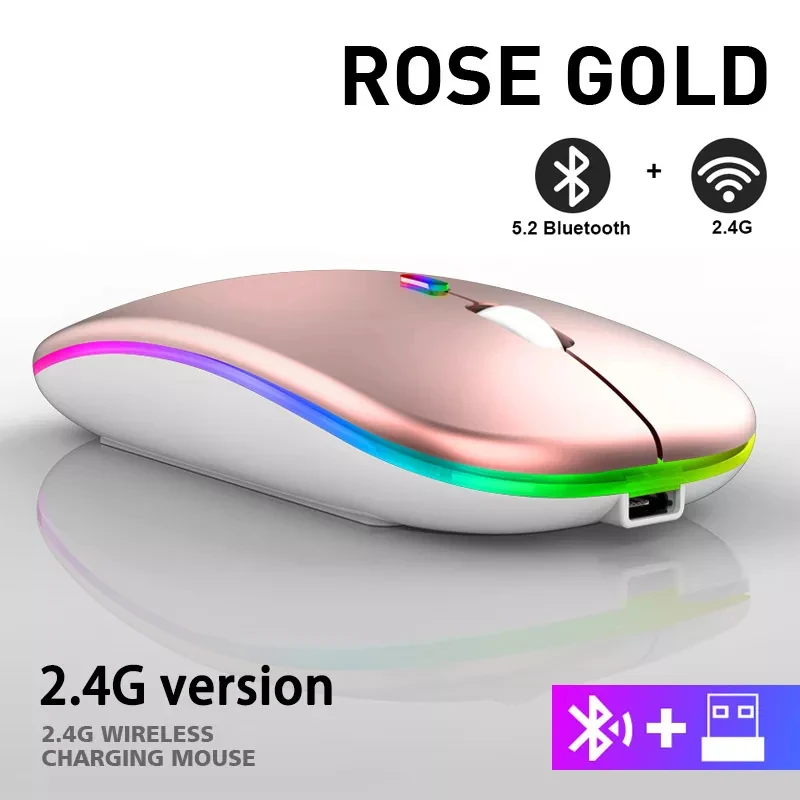 Oplaadbare Bluetooth Draadloze Muis met 2.4GHz USB RGB 1600DPI Muis voor Computer Laptop Tablet PC Macbook Gaming muis Gamer