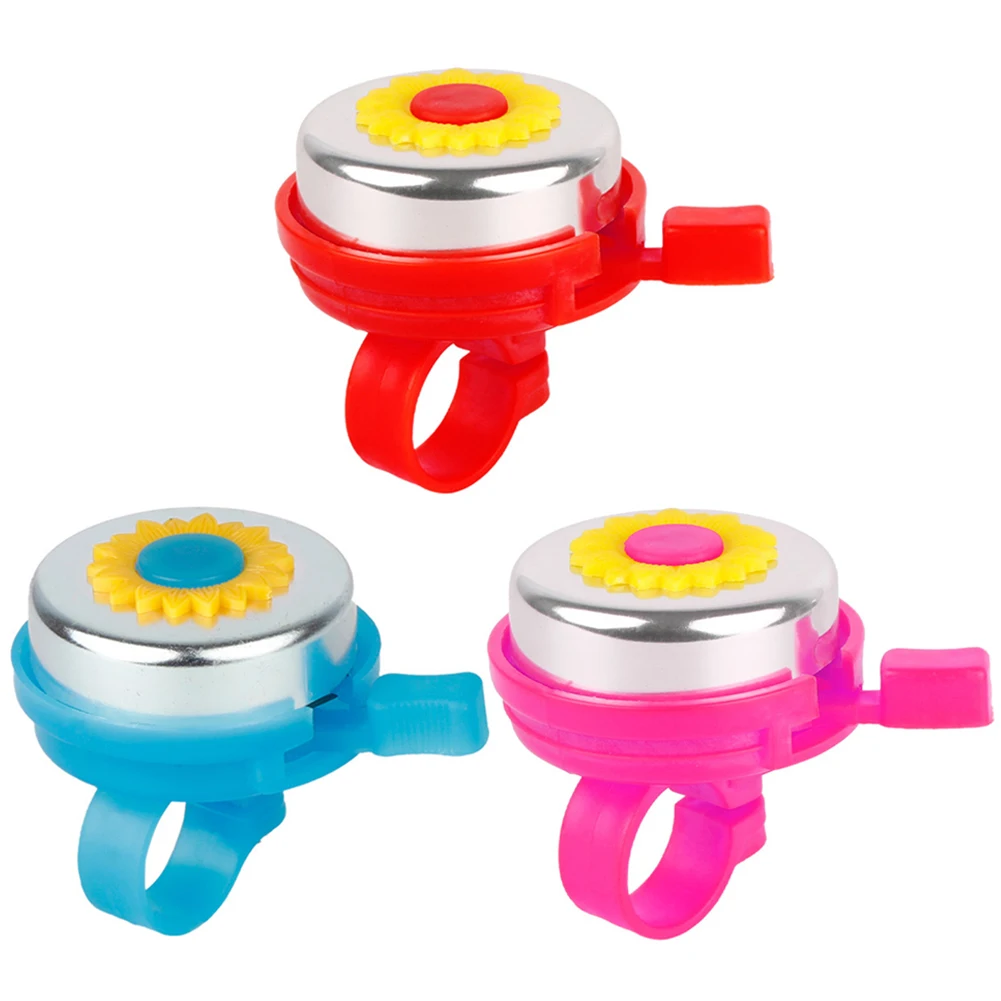 Sino de bicicleta sinos de alumínio escudo guiador montar bebê crianças girassol jingle bell multi cor pedáginas