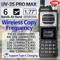 Baofeng UV-25 10W Walkie Talkie Long Range Tri Band Wireless Copy Frequency NOAA Type-C High Power Ham Two Way Radio