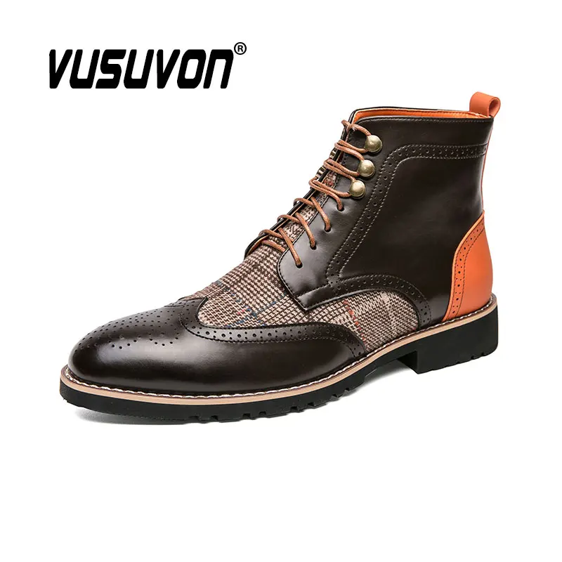 Męskie buty Derby sukienka modne buty casualowe sznurowany motocykl czarny zimowy biznes chłopcy duży rozmiar 38-48
