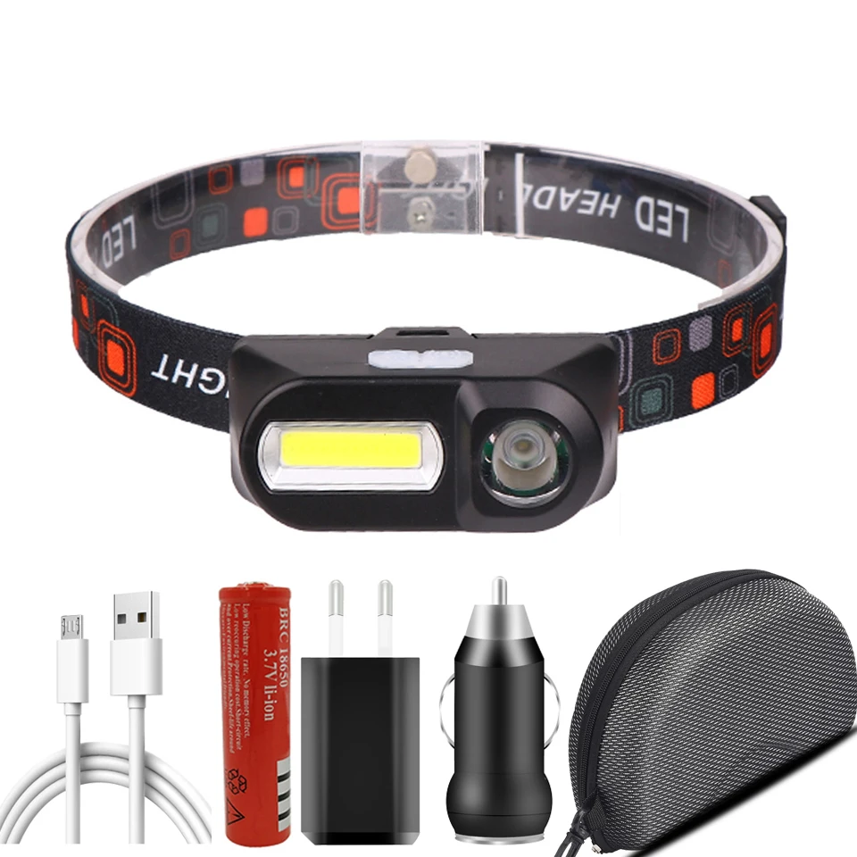 Outdoor 18650 Battery Bulbs Q5 Lithium Ion Camping Cycling Portable Light Sensor Led Headlamp Fishing Headlights Head Flashlight