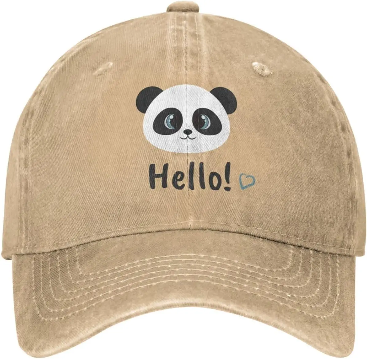 

Hello Panda Heart Distressed Adjustable Washed Denim Mens Dad Trucker Hat Baseball Ball Cap for Men