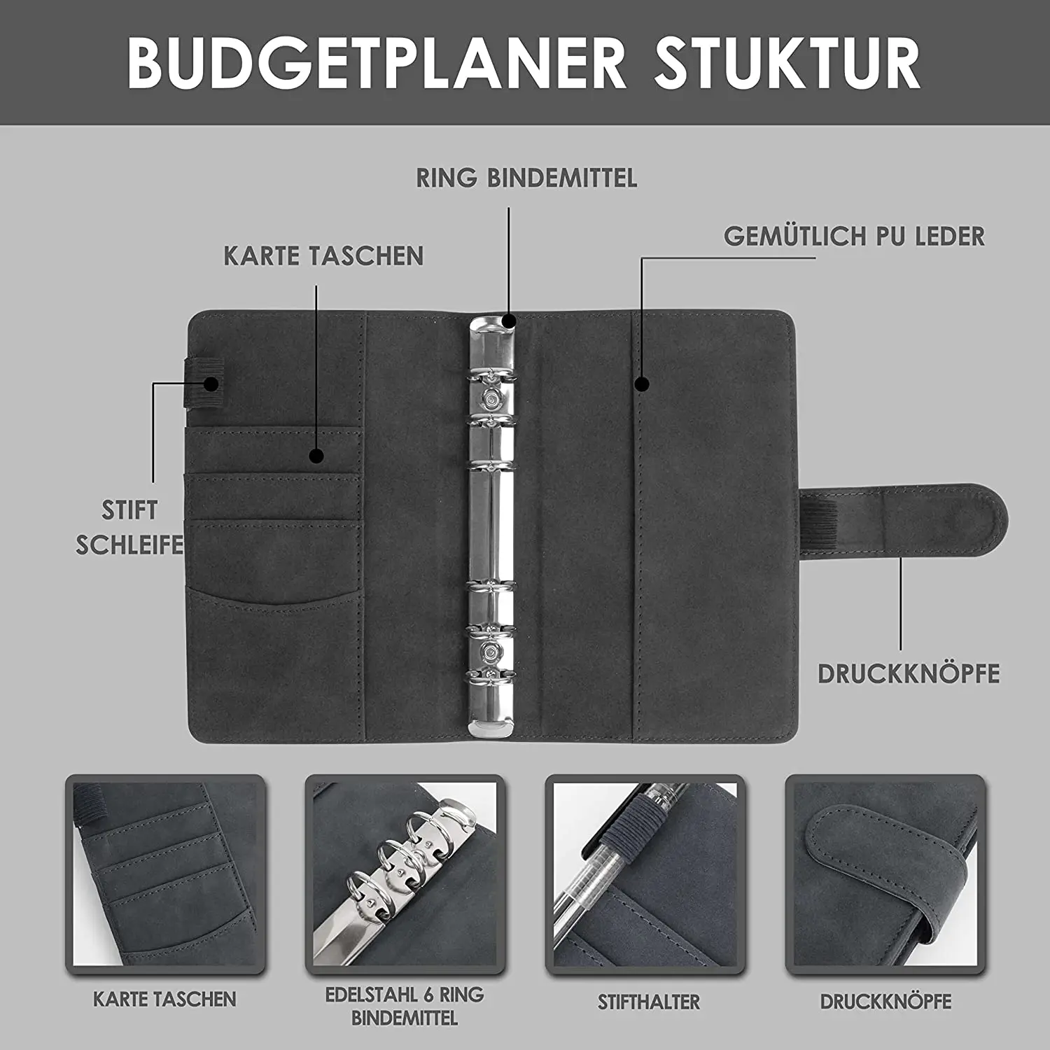 Imagem -02 - Budget Binder com Zipper para Economizar Dinheiro a6 Planner Organizador com Dinheiro Orçamento Bolsos 2023