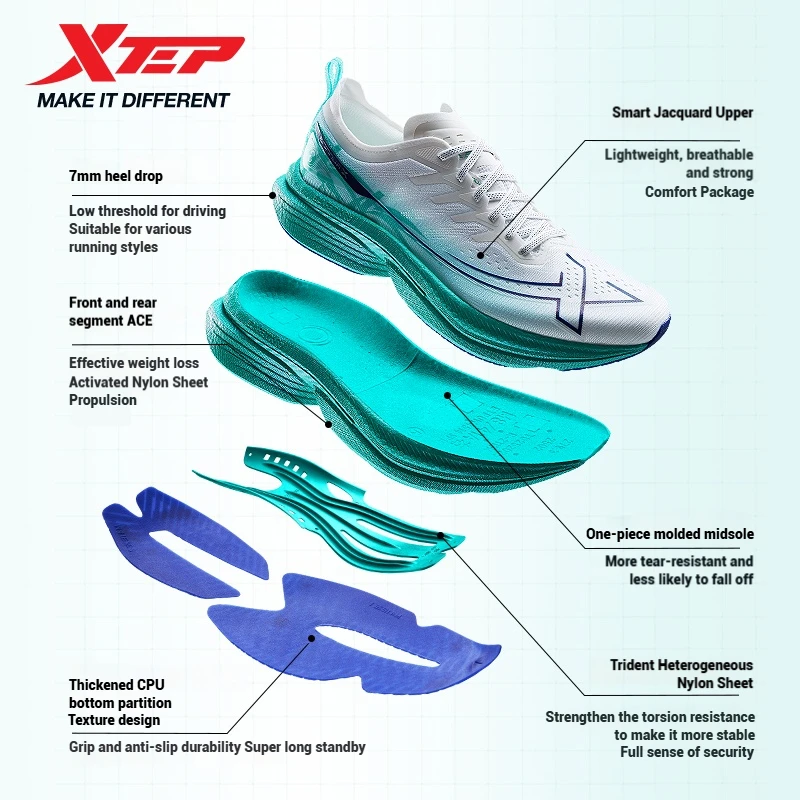 Xtep One Piece Model 3.0 Men Running Shoes 2025 Spring Comfortable
