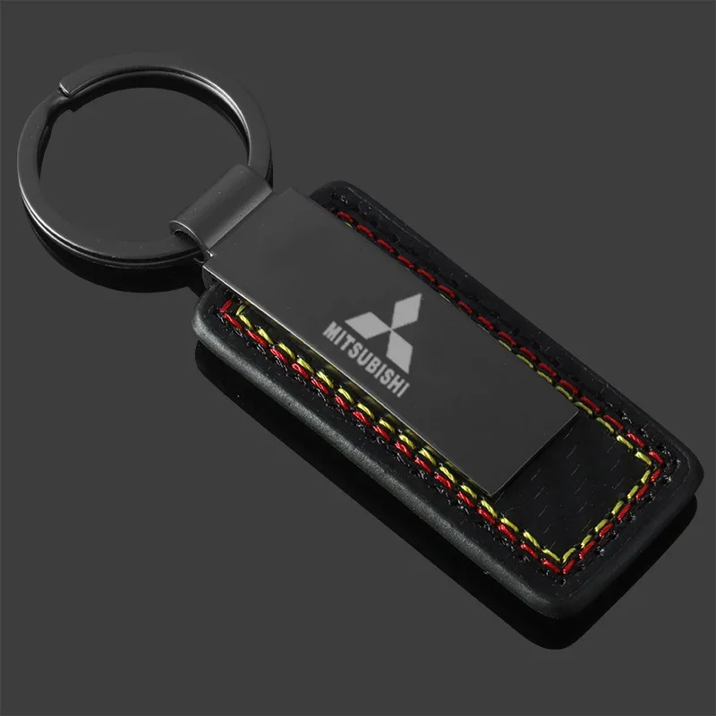 Carbon Fiber Car Key Chains Key Ring Keyrings Buckle For Mitsubishi Ralliart ASX Galant Mirage L200 EVO Cordia Pajero Outlander