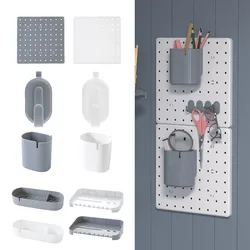 Punch-free Household Perforated Board Wall Dormitory Kitchen Bathroom Desk Organization Desktop Wall Storage Display Accessories