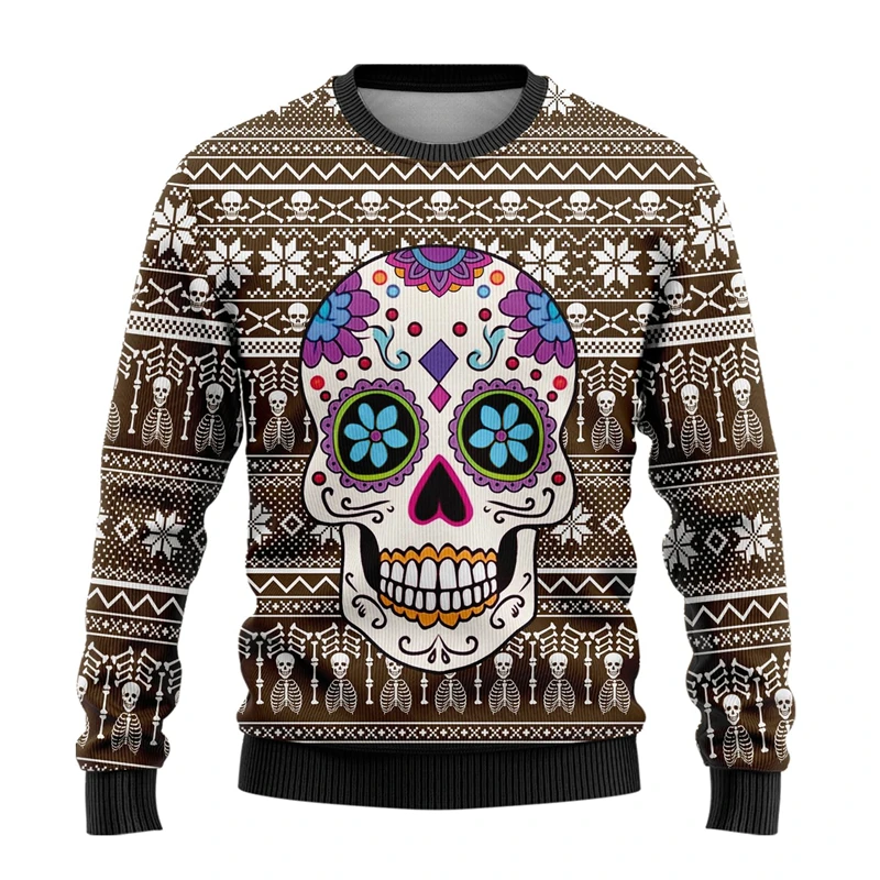 Skull Christmas Sweater Women Clothes Skeleton Sweatshirt Female Pullovers Casual Autumn Halloween Crewneck Unisex Sweatshirts