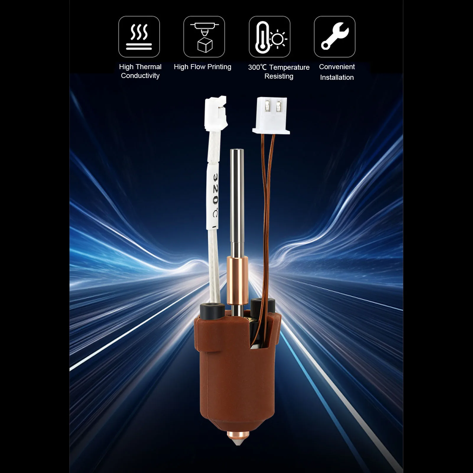 

Hotend Kit Fit for Ender 3 V3 3D Printer 60W Fast Heating Ceramic Hot End with 0.4MM Integrated Nozzle 300℃ High Temperature