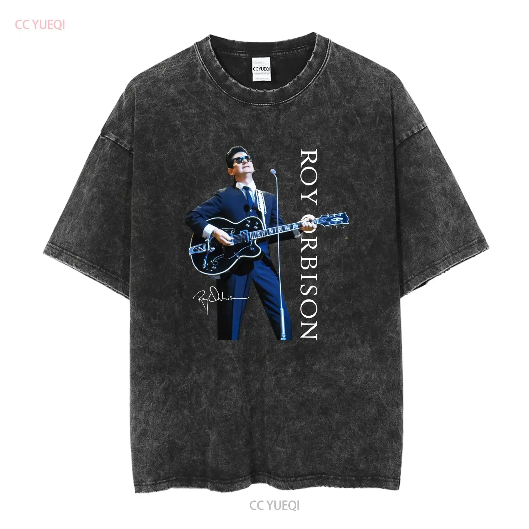 Roy Orbison 1960 on stage blue playing guitar For Fans T Shirt long or short sleeves vintage Washed streetwear