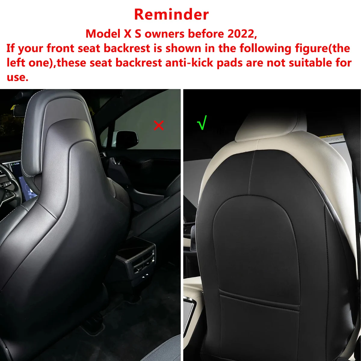 For Tesla Model X Model S Seat Backrest Anti-Kick Pad Car Leather Protective Mat Auto Interior Accessories 2022-2024