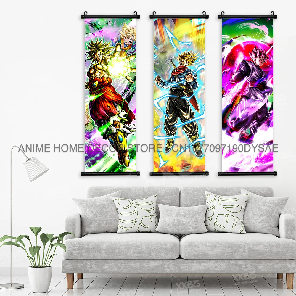 Dragon Ball Super Poster, Anime Goku, schwarze dekorative Gemälde, Vegeta, Wandkunst, Dekor, Saiyajin 4, Tapete, Badehose, Schriftrollen, Bild – Detail 3